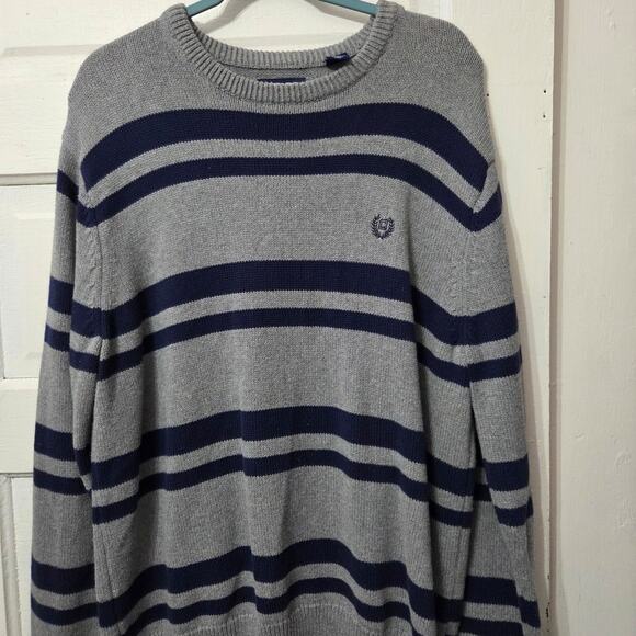 Chaps grey and navy blue Sweater mens size XL - Picture 2 of 10